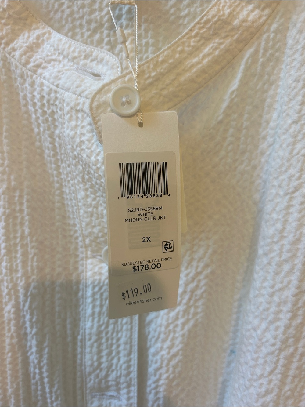 Eileen Fisher White Textured Button-Front Tunic - Picture 2 of 3